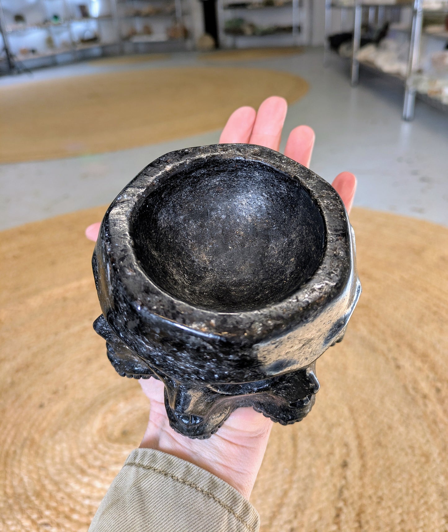 Garnet Skull Ceremonial Bowl, Carved in China