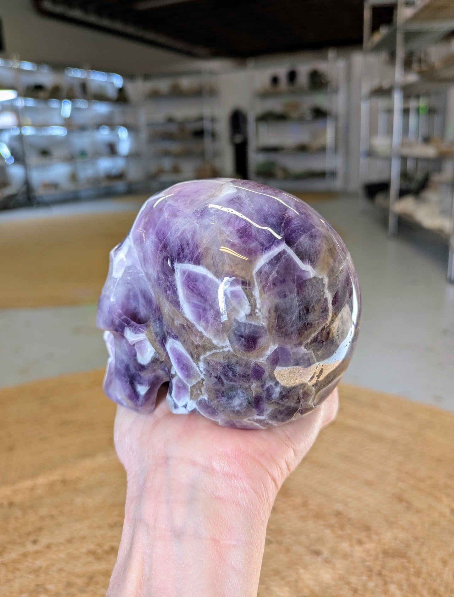 Chevron Amethyst Carved Skull