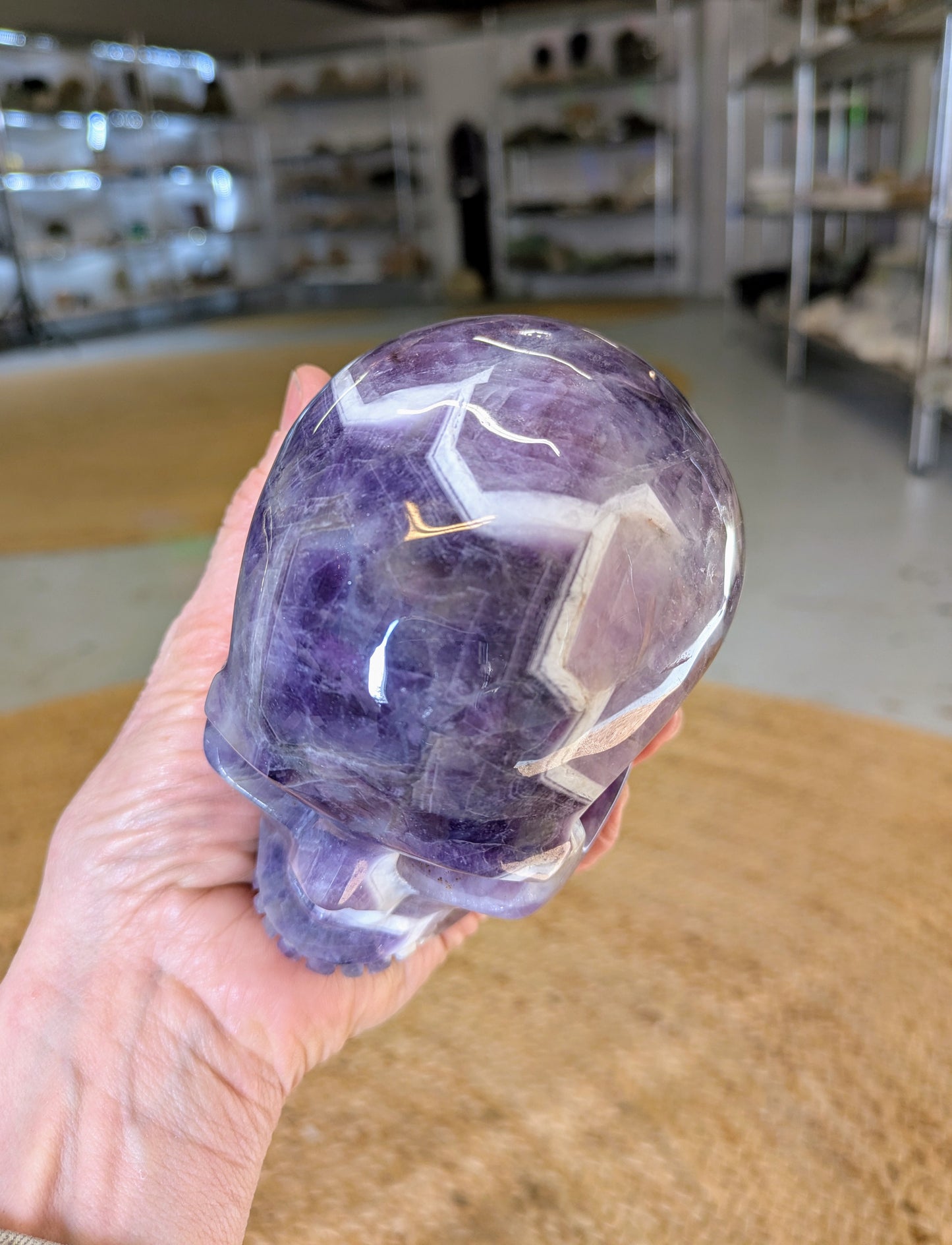 Chevron Amethyst Carved Skull