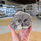 Layered Jasper Flower Skull Carving