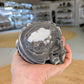 Layered Jasper Flower Skull Carving