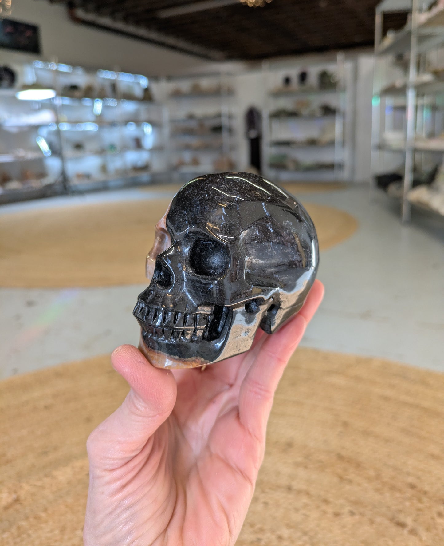 Two Face Agate Skull Carving