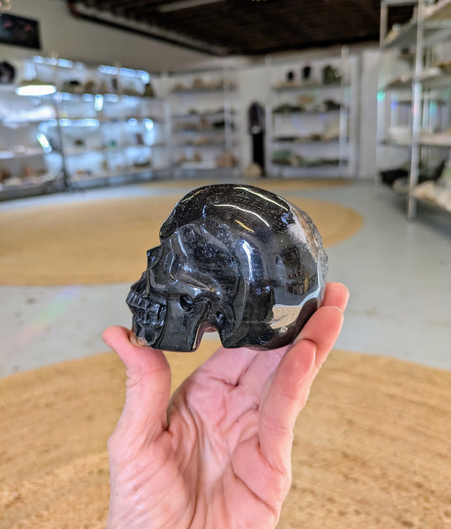 Two Face Agate Skull Carving