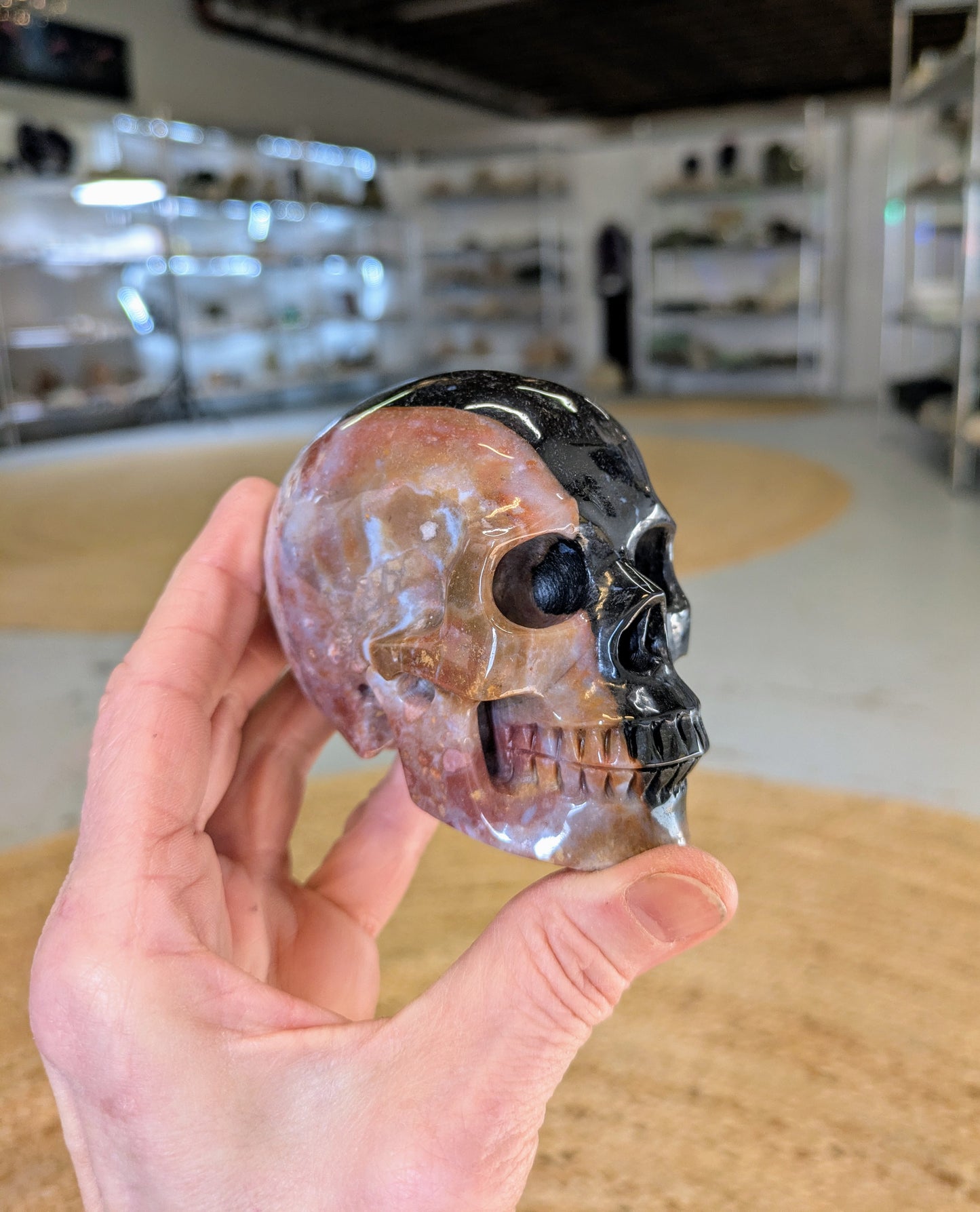 Two Face Agate Skull Carving