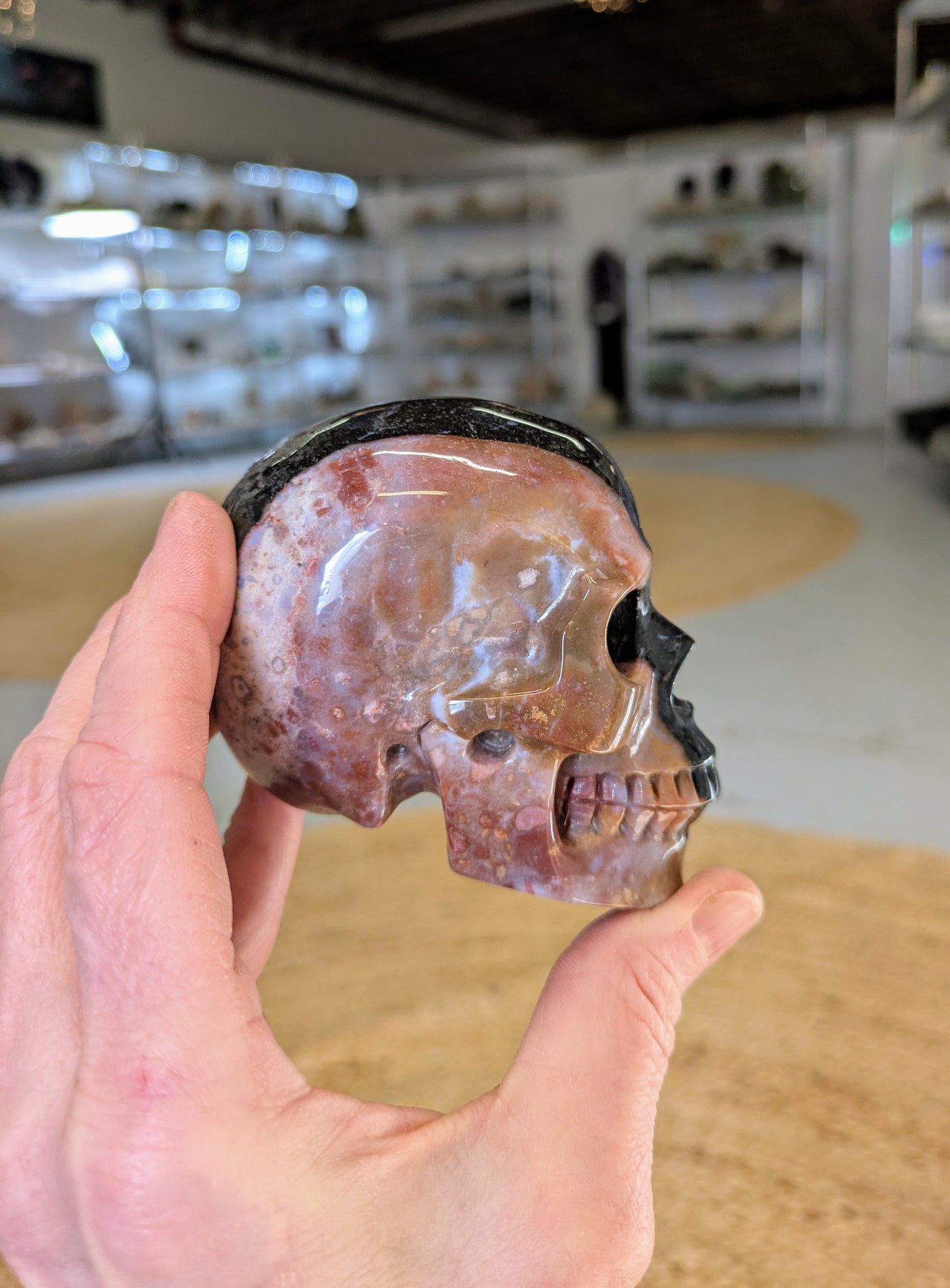 Two Face Agate Skull Carving