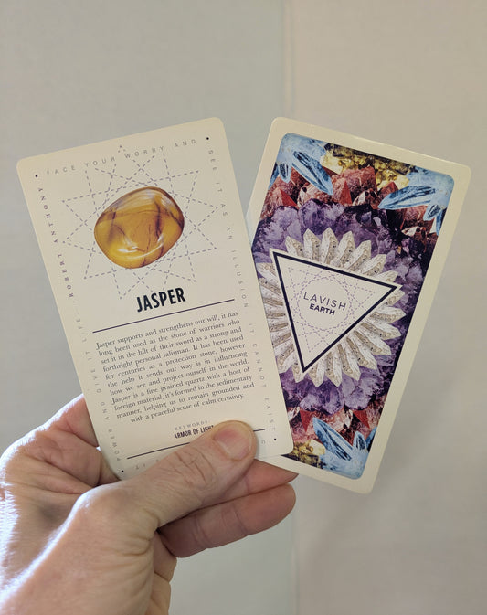 Jasper Pocket Stone and Lavish Earth Crystal Affirmation Card