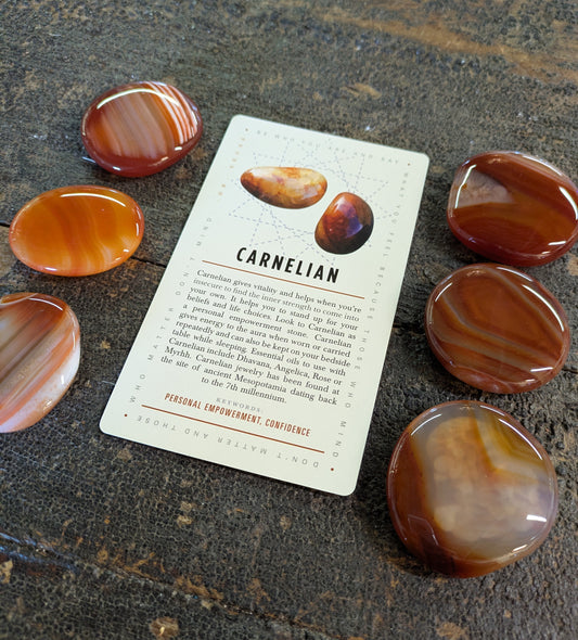 Carnelian Pocket Stone and Lavish Earth Crystal Affirmation Card