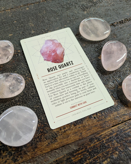 Rose Quartz Pocket Stone and Lavish Earth Crystal Affirmation Card