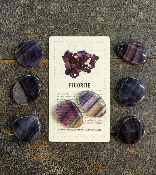 Rainbow Fluorite Pocket Stone and Lavish Earth Crystal Affirmation Cards