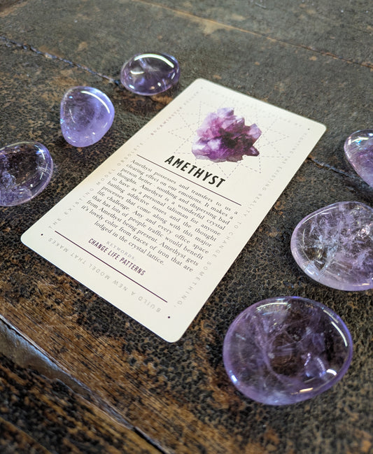 Amethyst Pocket Stone and Lavish Earth Crystal Affirmation Card