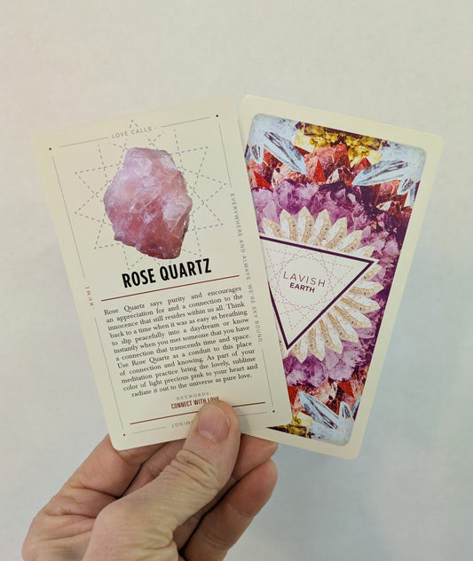 Rose Quartz Pocket Stone and Lavish Earth Crystal Affirmation Card