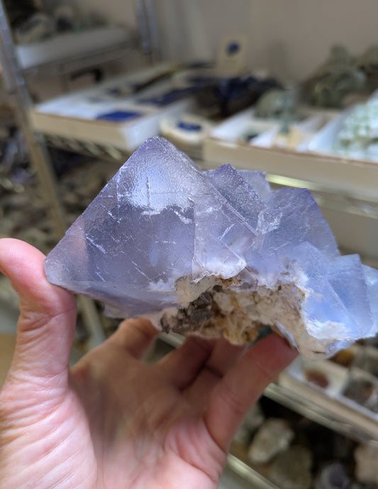Phantom Fluorite with Feldspar from Balochistan, Pakistan - light base included