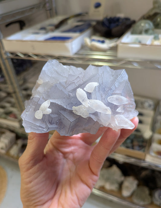 Fluorite with Dogtooth Calcite from Balochistan, Pakistan