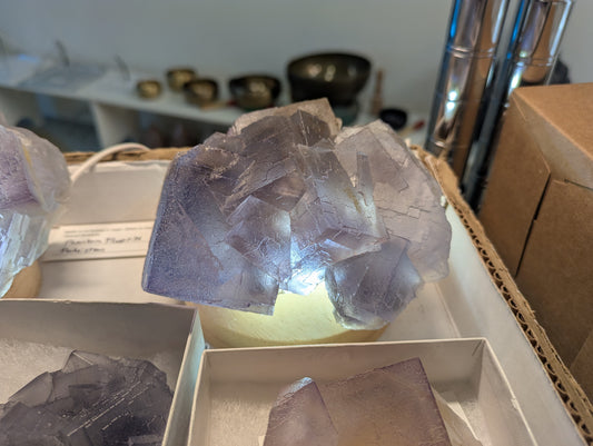 Phantom Fluorite with Feldspar from Balochistan, Pakistan - light base included