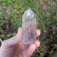 Polished Amethyst Quartz Tower with Powellite and Smokey Phantoms from Minas Gerais, Brazil