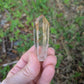 Polished Quartz Tower with Powellite and Smokey Phantoms from Minas Gerais, Brazil