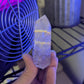 Polished Amethyst Quartz Tower with Powellite and Smokey Phantoms from Minas Gerais, Brazil