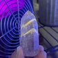 Polished Amethyst Quartz Tower with Powellite and Smokey Phantoms from Minas Gerais, Brazil