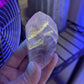 Polished Amethyst Quartz Tower with Powellite and Smokey Phantoms from Minas Gerais, Brazil