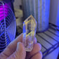 Polished Quartz Tower with Powellite and Smokey Phantoms from Minas Gerais, Brazil