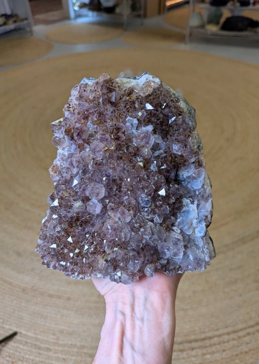 Amethyst, Chalcedony Drusy and Lepidocrocite from Uruguay