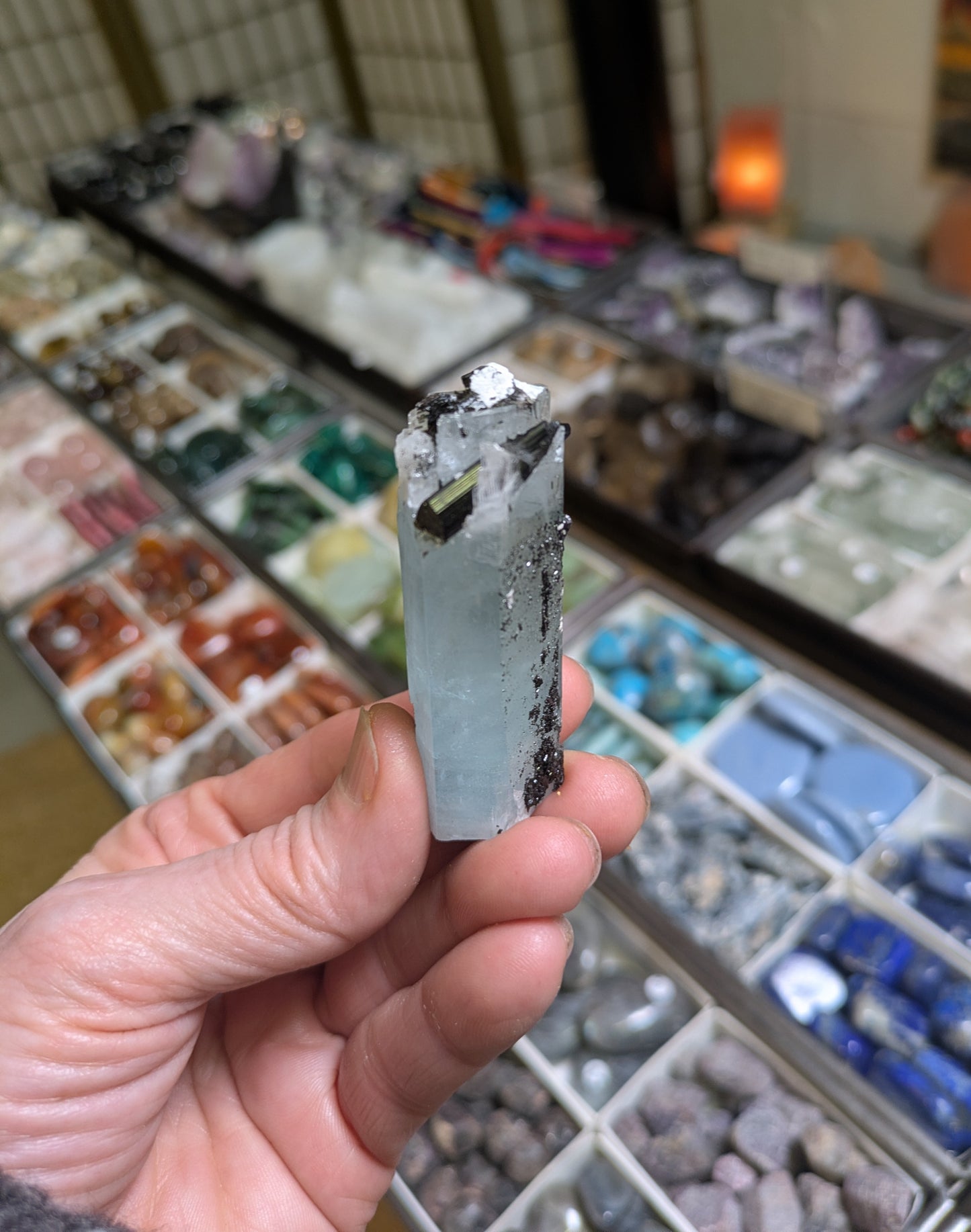 Aquamarine with Black Tourmaline from Pakistan