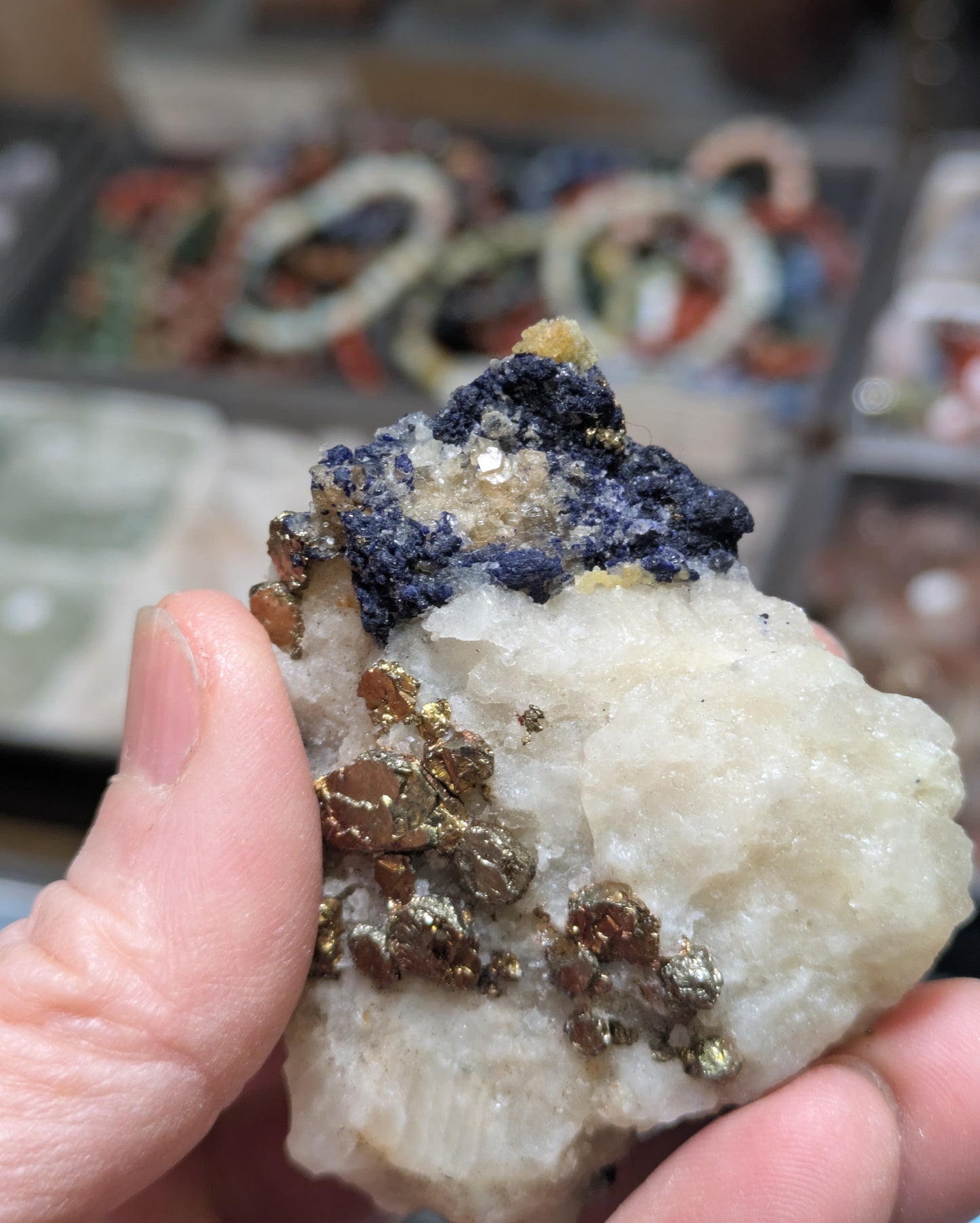Lazulite, Iridescent Pyrite and Quartz from Afghanistan