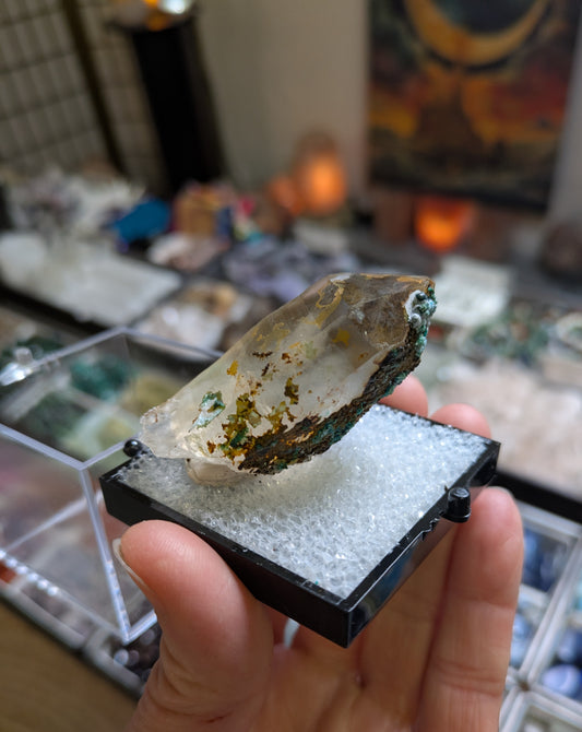 Chrysocolla on Quartz from Mina la Tentadora, Castrovirreyna, Huancavelina, Peru