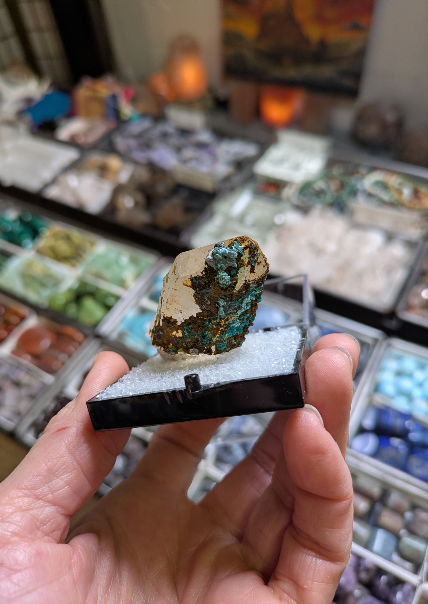 Chrysocolla on Quartz from Mina la Tentadora, Castrovirreyna, Huancavelina, Peru