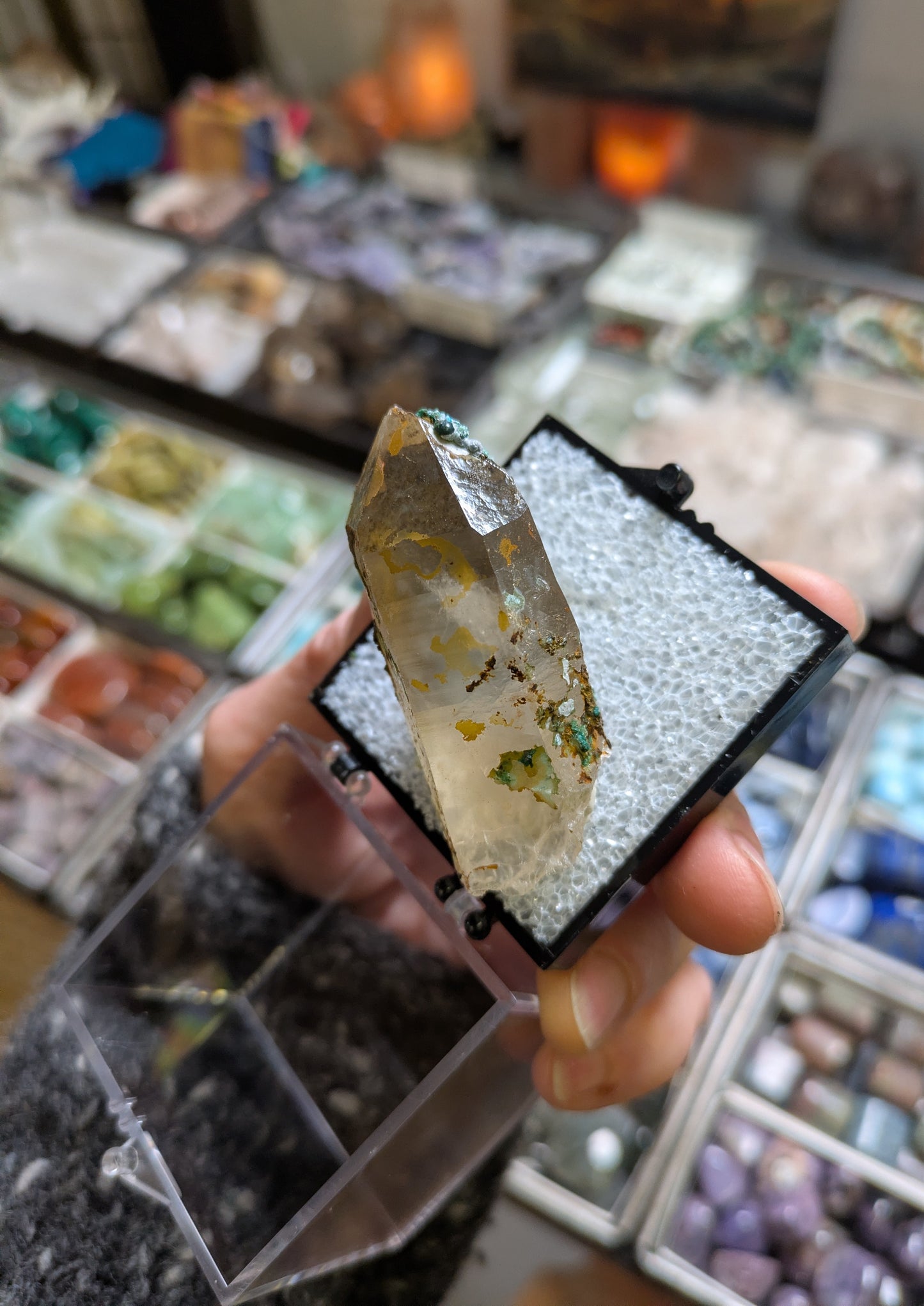 Chrysocolla on Quartz from Mina la Tentadora, Castrovirreyna, Huancavelina, Peru