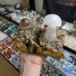 Calcite Mushroom and Quartz Orb Light Base Illuminated Lamp