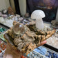 Calcite Mushroom and Quartz Orb Light Base Illuminated Lamp