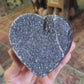 Black Amethyst and Agate Heart from Brazil, Partially Polished (W 3 3/4 X D 1 3/4 X L 3 7/8 inches, 1 pound 1-ounce)