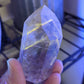 Polished Amethyst Quartz Tower with Powellite and Smokey Phantoms from Minas Gerais, Brazil