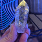 Polished Amethyst Quartz Tower with Powellite and Smokey Phantoms from Minas Gerais, Brazil