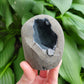 Black Chalcedony Cut Base Geode from India, Specimen (W 2 3/8 X D 2 X H 2 3/4 inches)