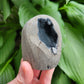 Black Chalcedony Cut Base Geode from India, Specimen (W 2 3/8 X D 2 X H 2 3/4 inches)