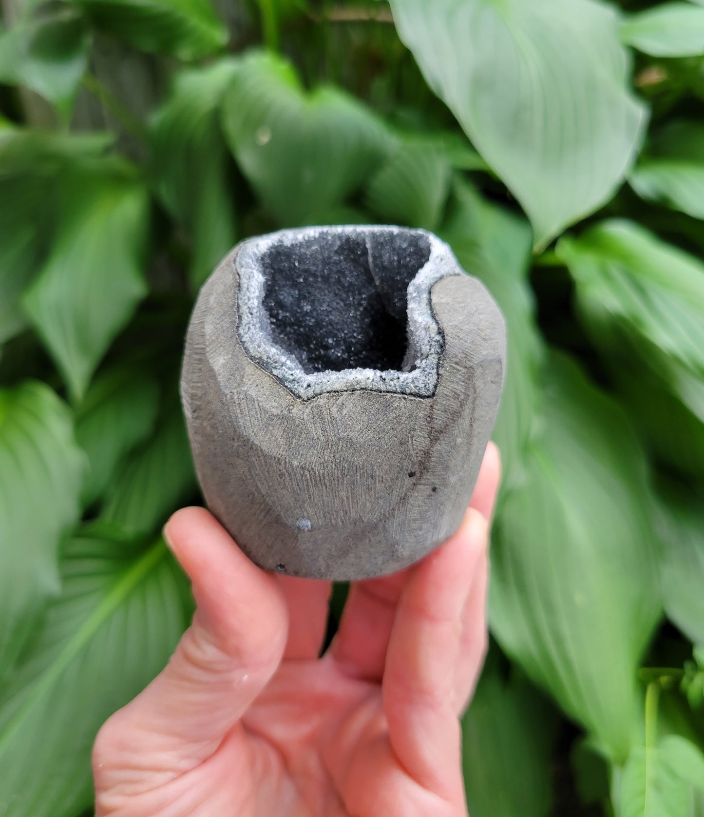 Black Chalcedony Geode from India