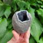 Black Chalcedony Cut Base Geode from India, Specimen (W 2 1/4 X D 1 3/4 X H 2 1/4 inches)