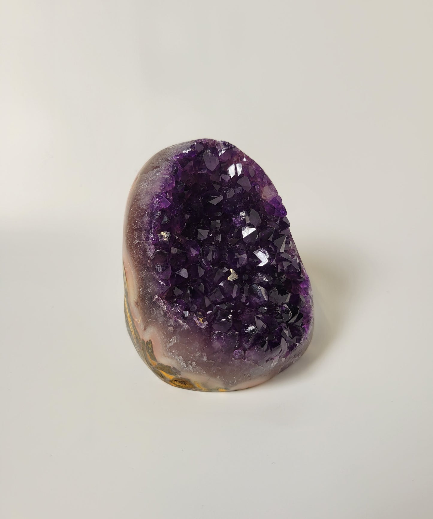 Grape Amethyst Cut Base from Uruguay, Partially Polished (W 3 1/8 X D 3 1/4 X H 3 5/8 inches)