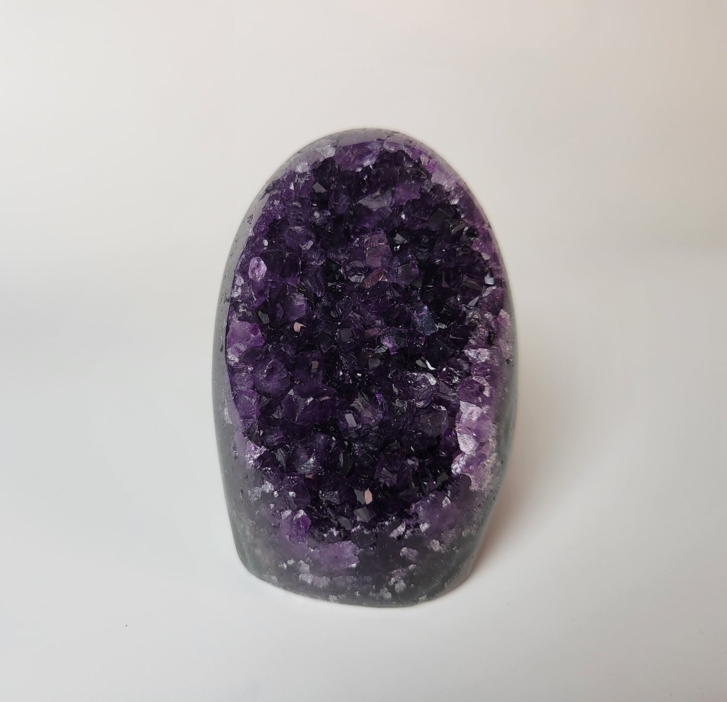Grape Amethyst Cut Base from Uruguay, Partially Polished (W 1 7/8 X D 2 X H 2 5/8 inches)
