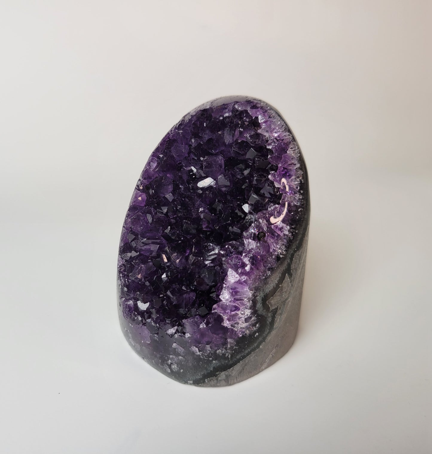 Grape Amethyst Cut Base from Uruguay, Partially Polished (W 1 7/8 X D 2 X H 2 5/8 inches)