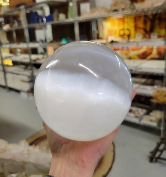 Selenite Sphere from Morocco (4 3/4-inch diameter)