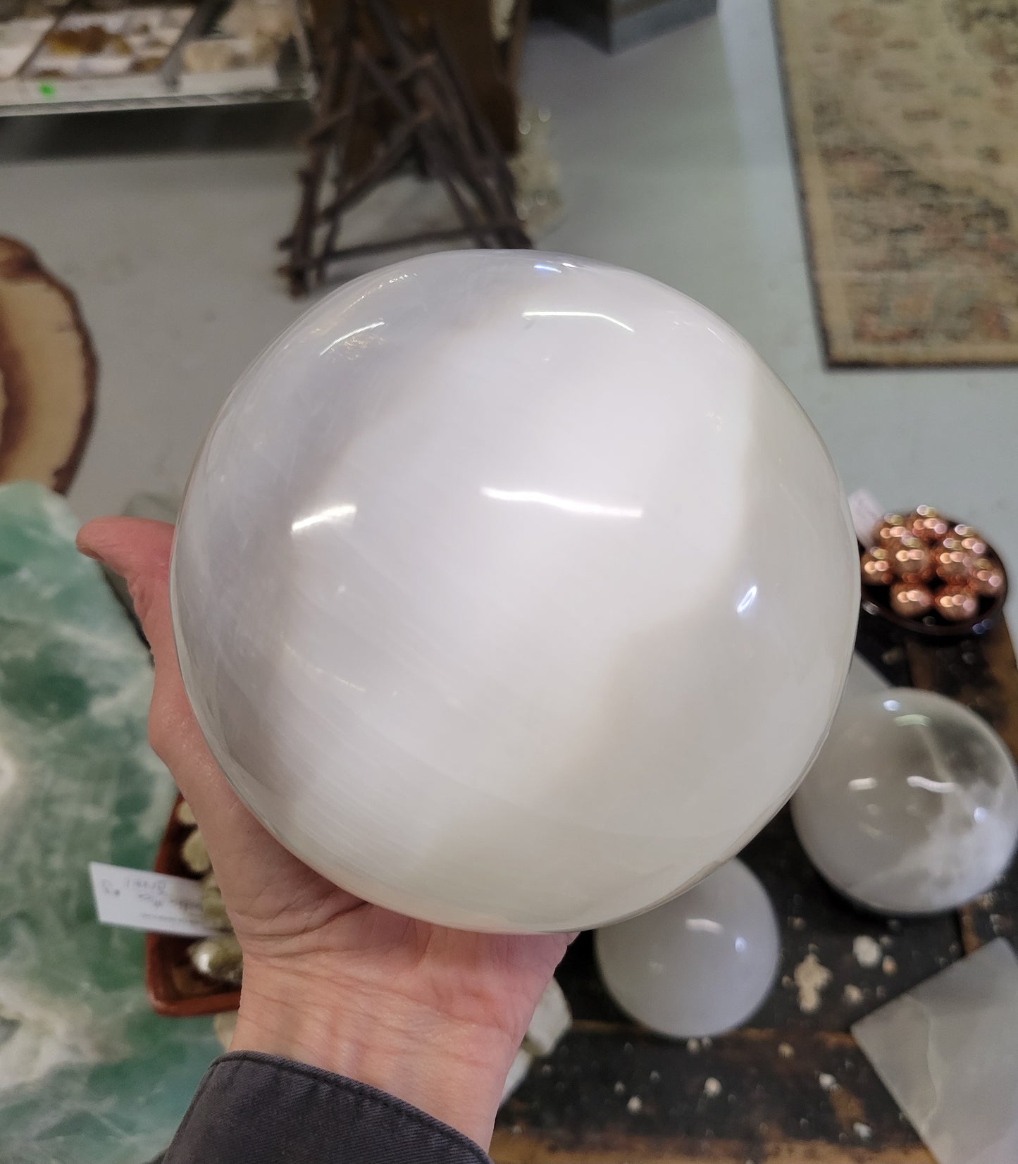 Selenite Sphere from Morocco (4 3/4-inch diameter)