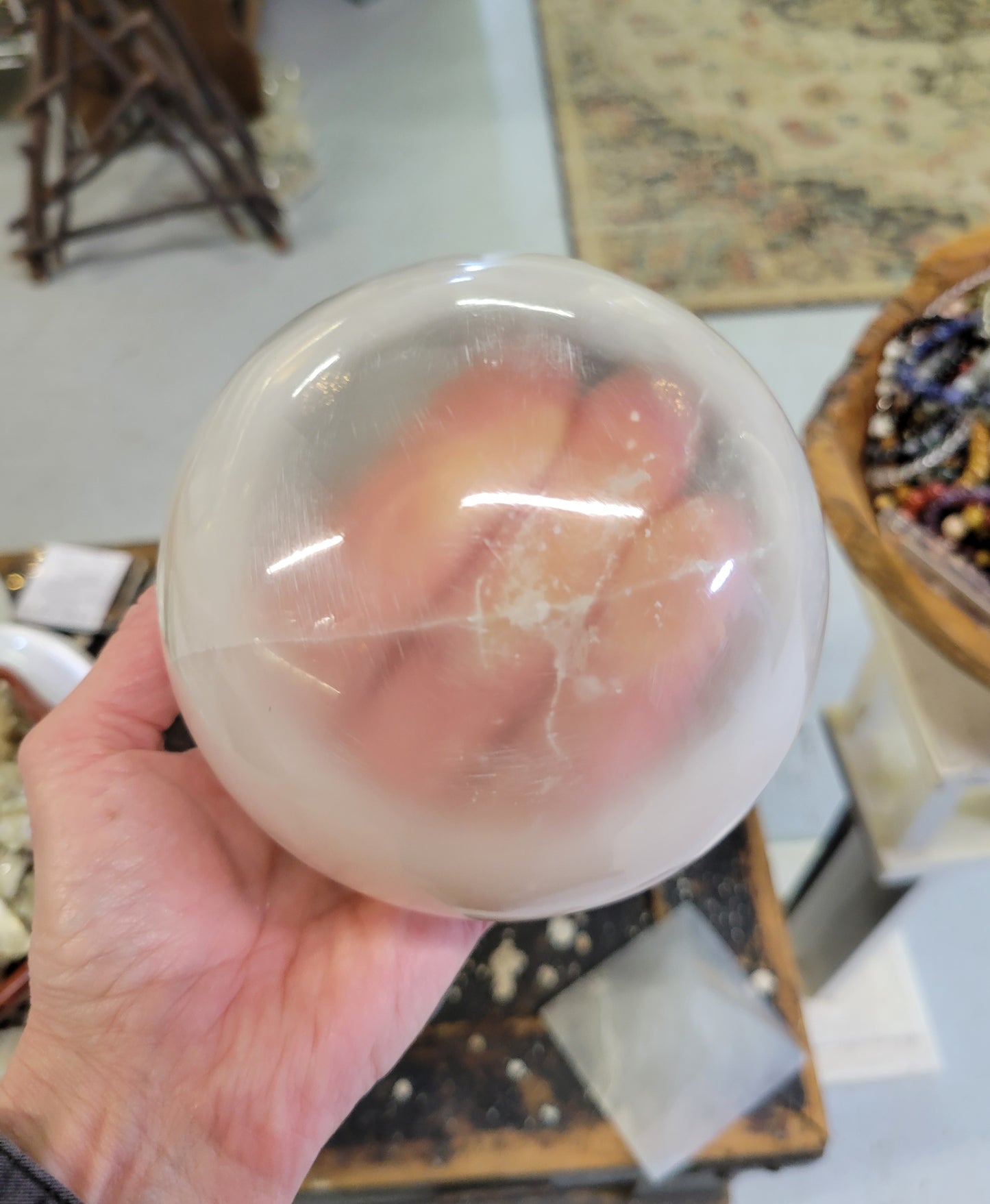 Selenite Sphere from Morocco (4 3/4-inch diameter)