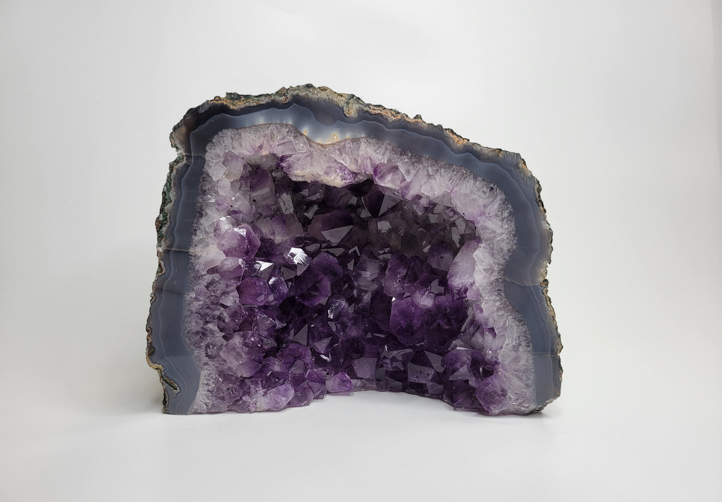 Amethyst Cathedral from Brazil, Cut and Polished Geode (W 7 3/4 X D 3 X H 6 1/8 inches)
