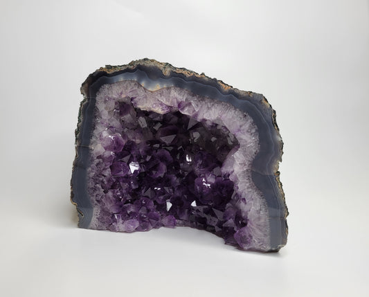 Amethyst Cathedral from Brazil, Cut and Polished Geode (W 7 3/4 X D 3 X H 6 1/8 inches)