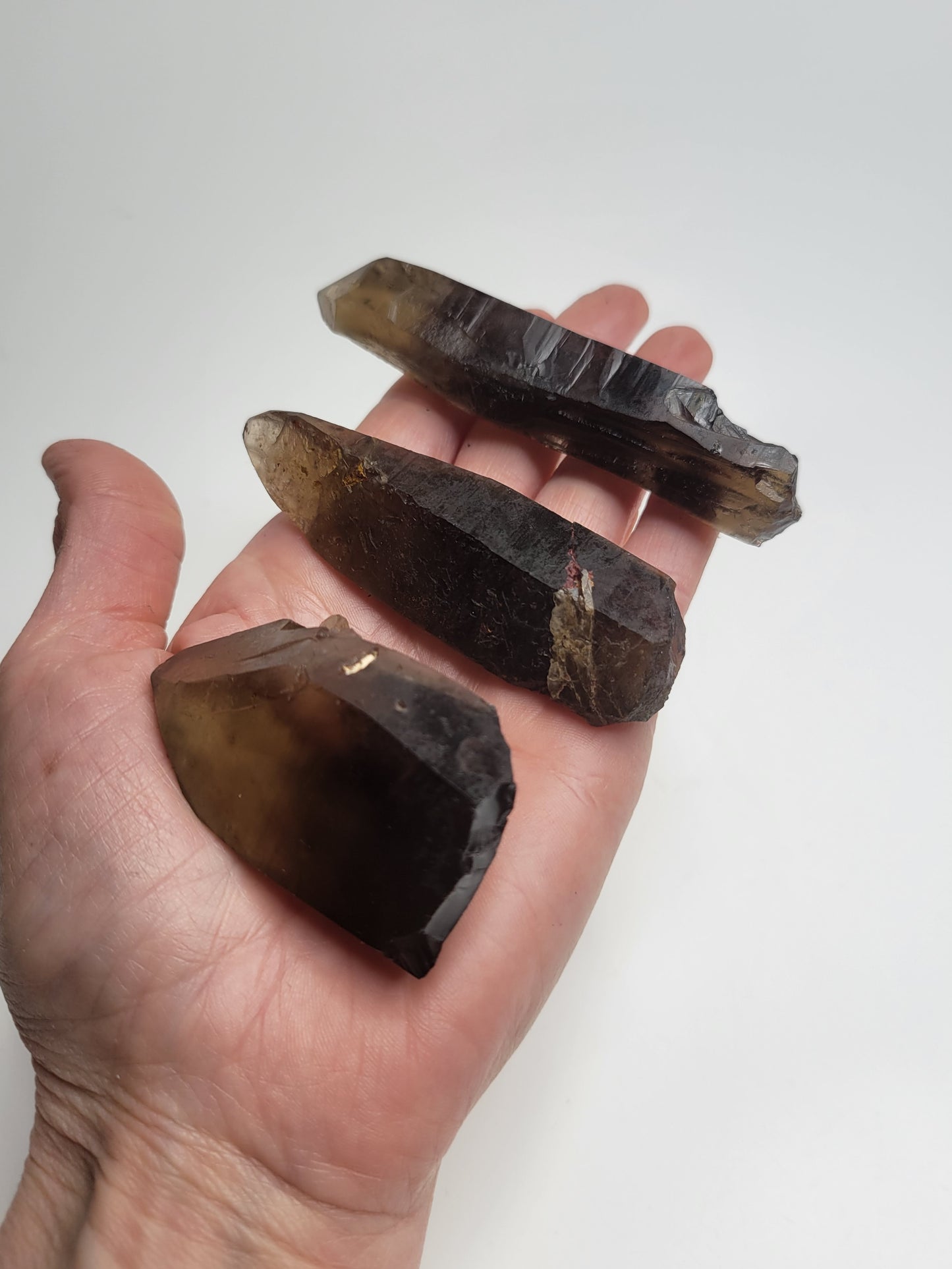 Smokey Citrine Specimen TRIO from Diamantina, Brazil (Lengths: 3 7/8 inches, 3 1/8 inches, 2 1/4 inches)
